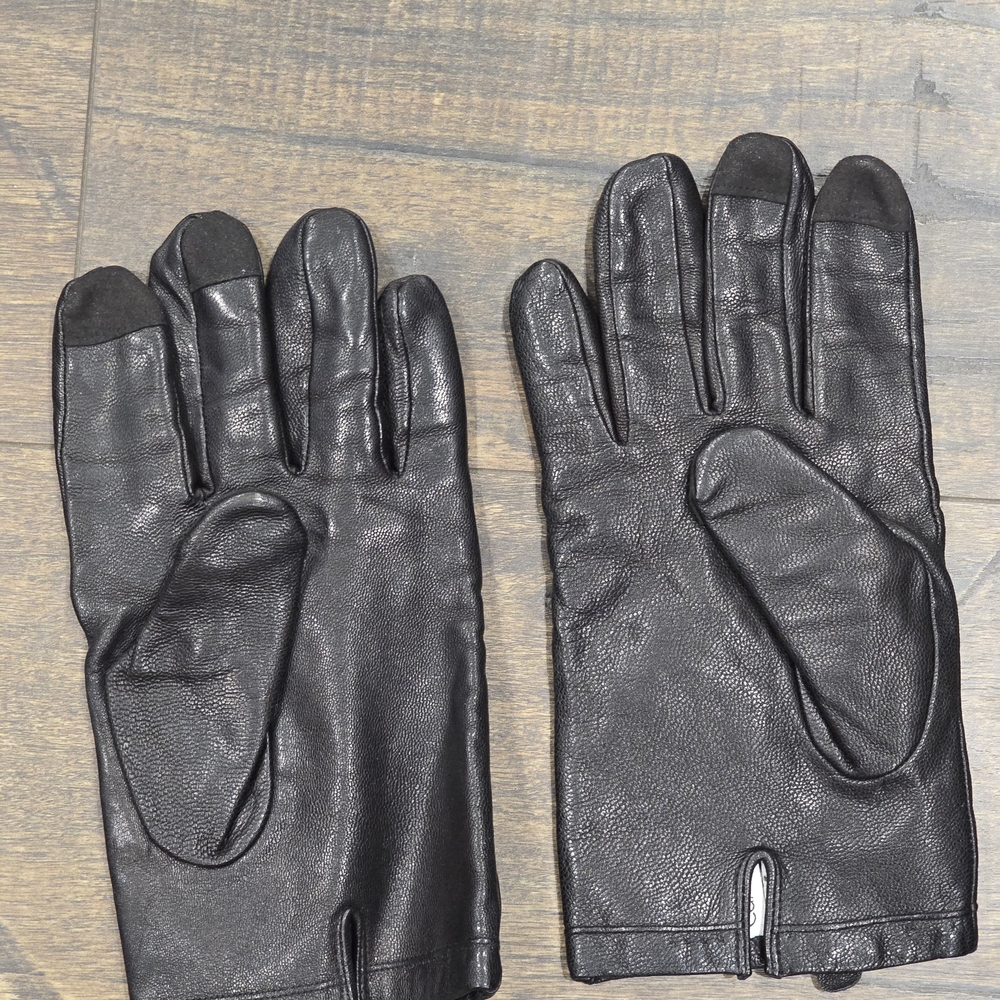 Calvin Klein Black Leather Gloves Size XL